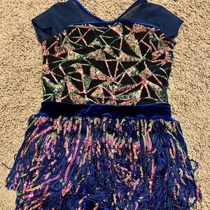 Weissman Blue and Multicolor Sequin Kids Dance Costume